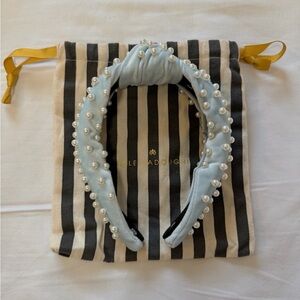 Lele Sadoughi Ice Blue Velvet Knotted Headband